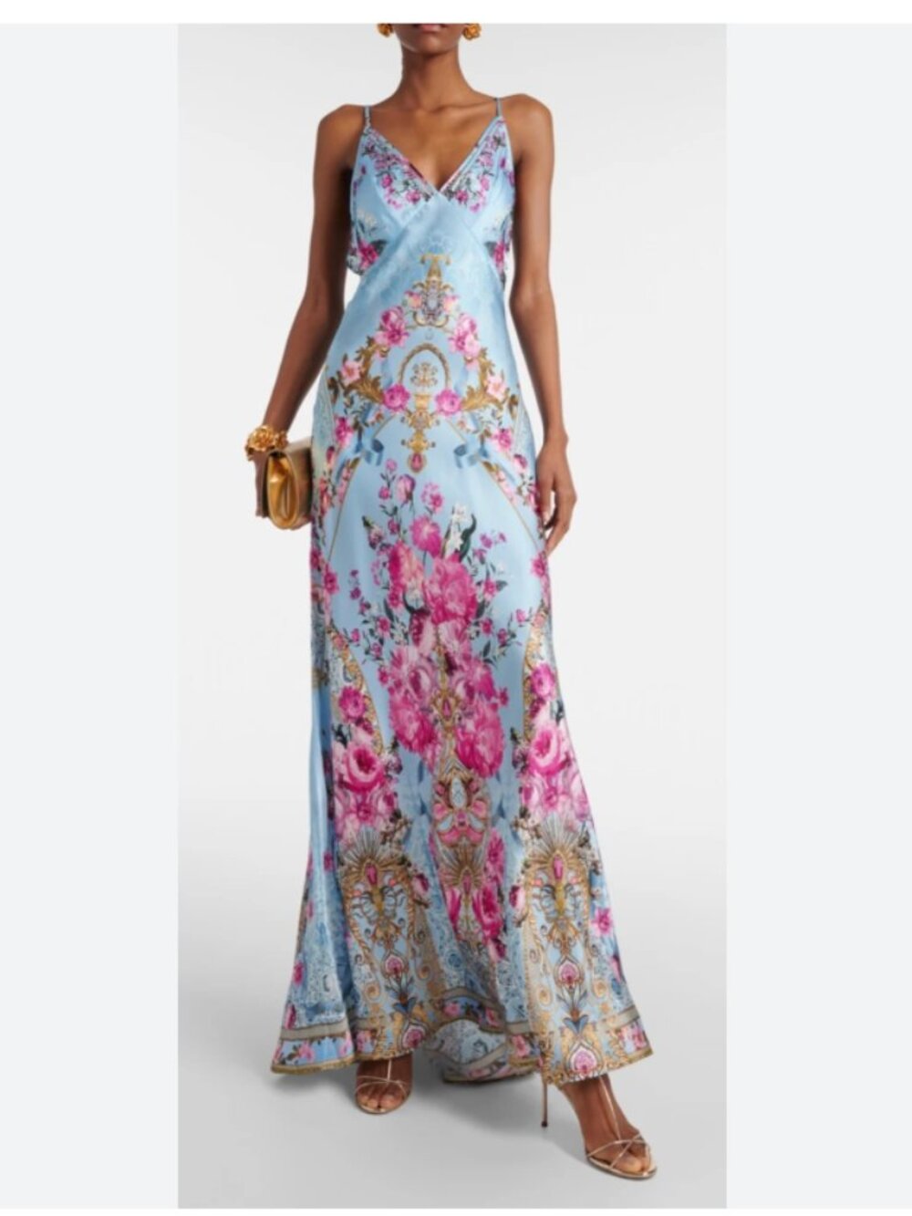 Camilla Embellished Floral Bias silk Satin Slip Dress - Size Small - Picture 1 of 7